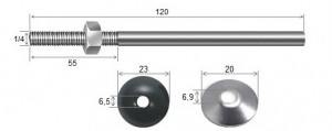 Haste Telha + Porca + Arruelas 1/4 x 120 R55 Inox-304 - 10 peas